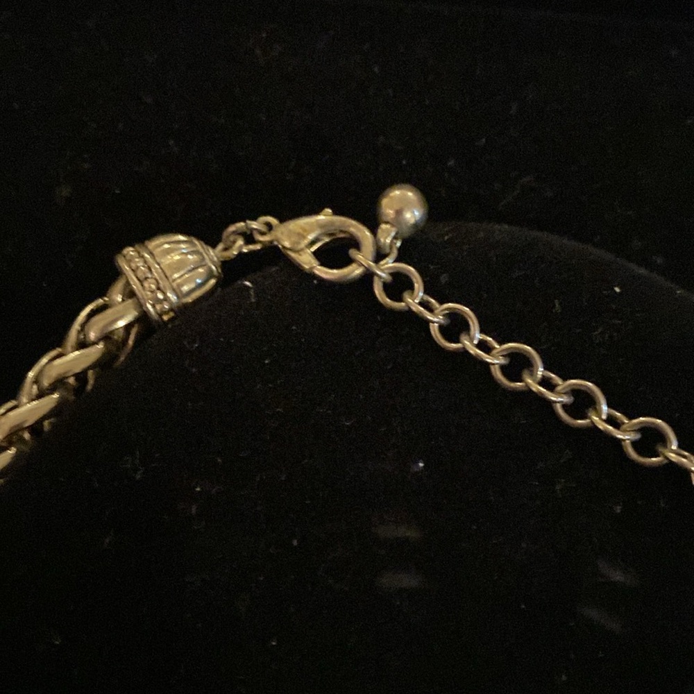 Elegant Silver Rope Chain Semi Precious stone Pendent Necklace - Picture 3 of 5